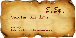 Seidler Szirén névjegykártya